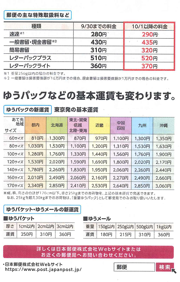 官製はがきの料金改正 Blog